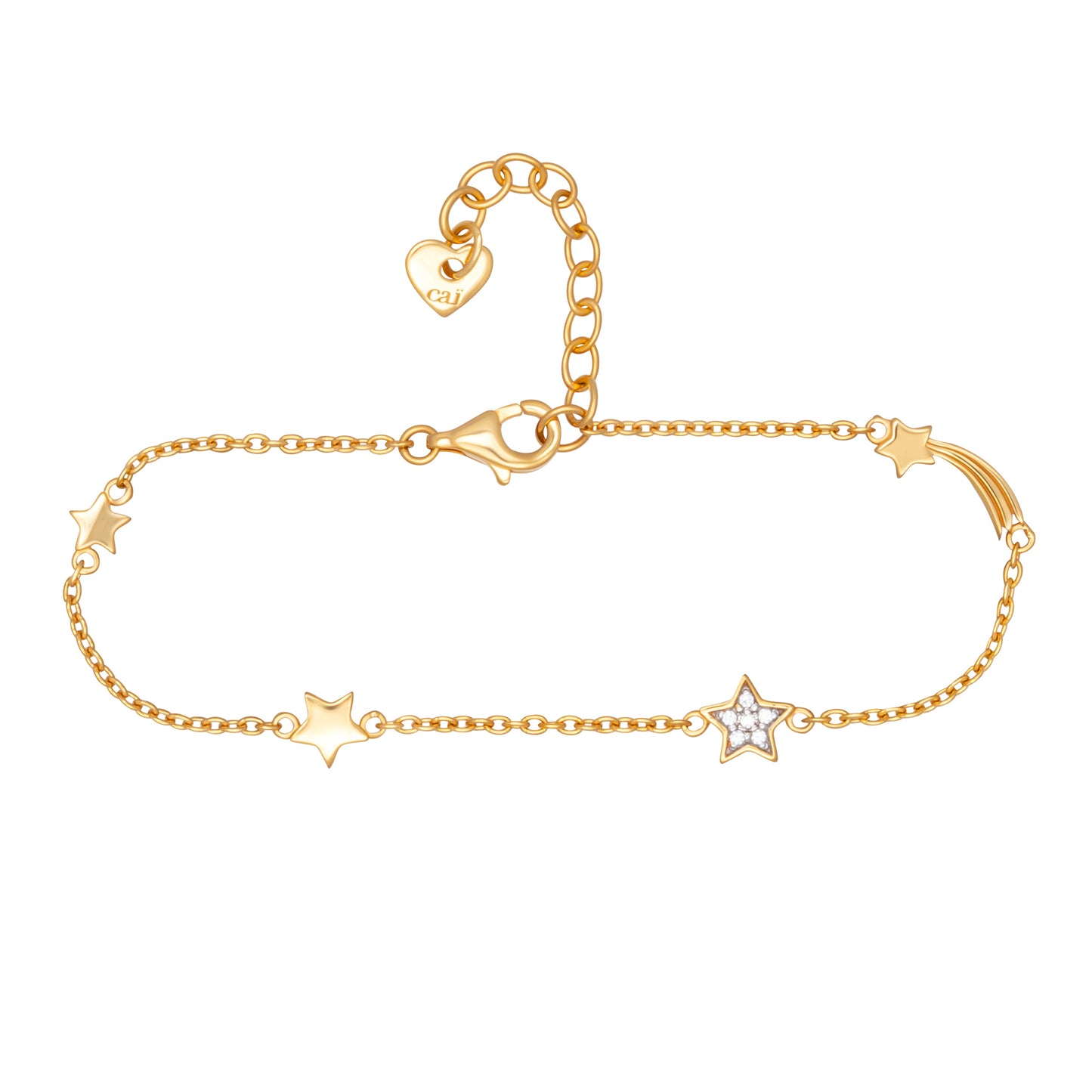 cai Armband Ankerkette 925/- Sterling Silber vergoldet 20,0cm Zirkonia