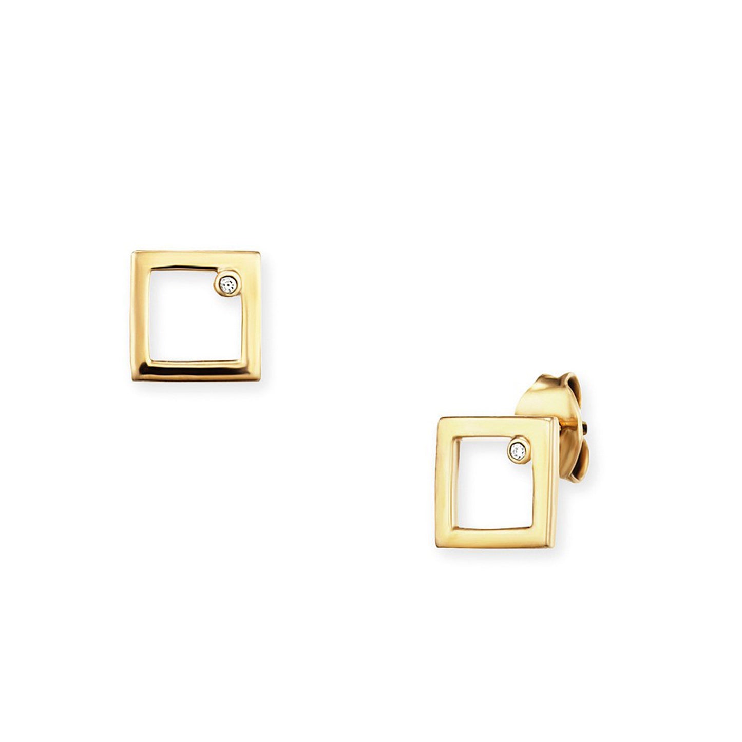 cai Ohrstecker 925/- Sterling Silber vergoldet 0,7cm Zirkonia