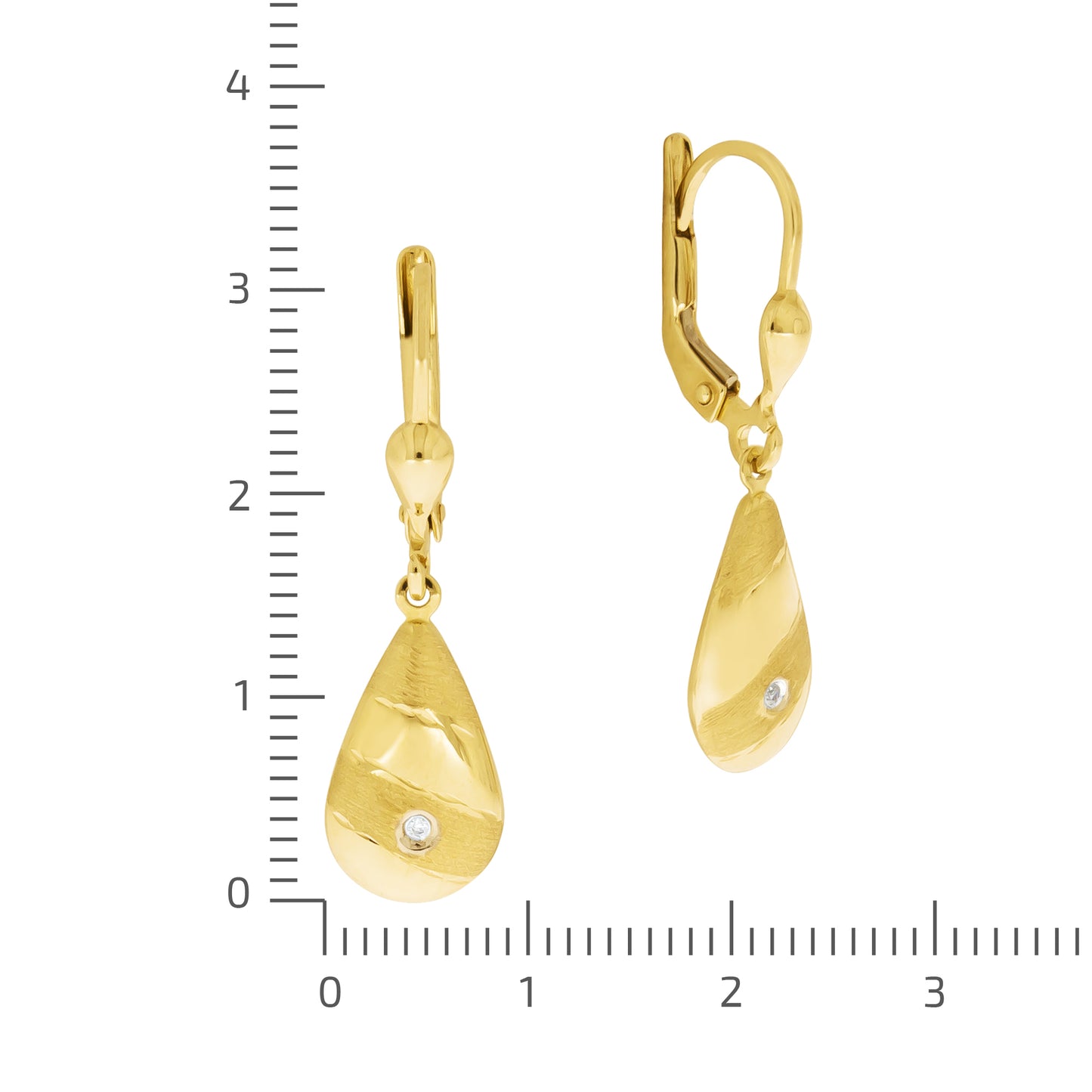 Ohrhänger 375/- Gold rhodiniert (teil) 3,0cm Diamant 0,01ct.