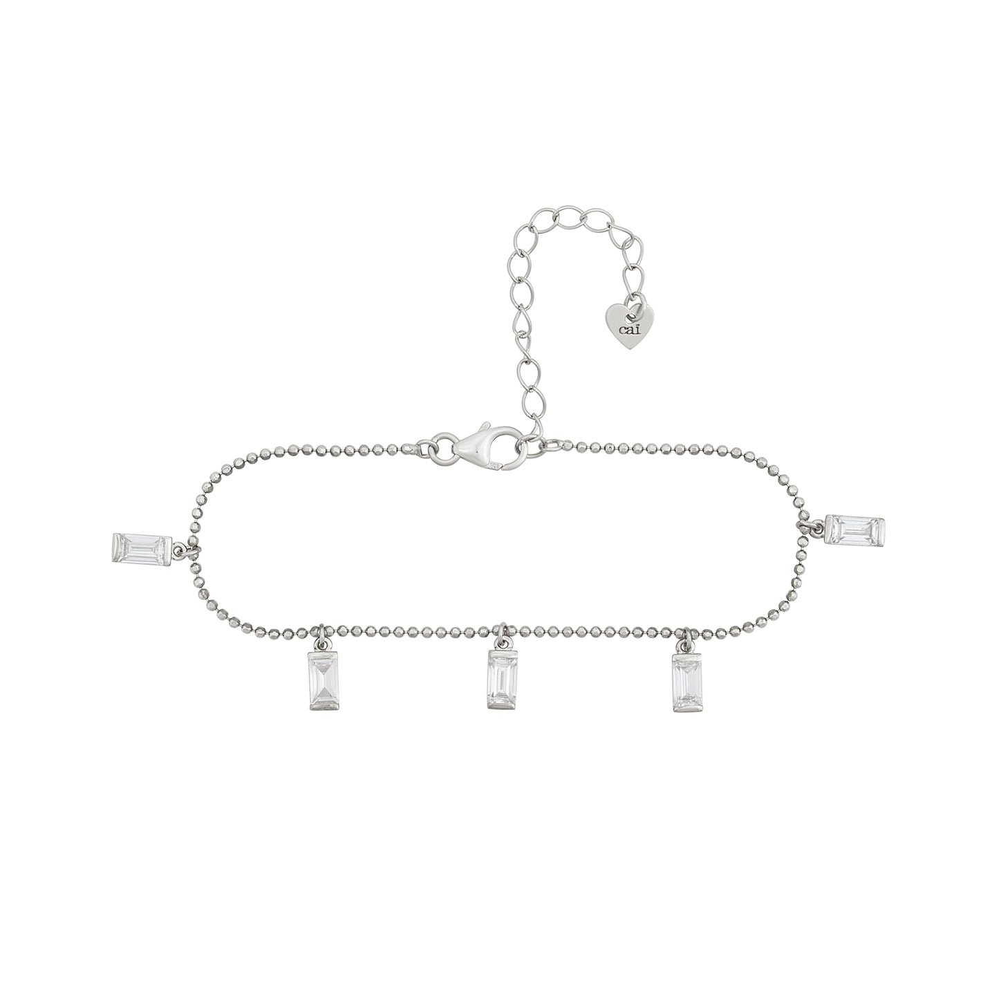 cai Armband Kugelkette 925/- Sterling Silber rhodiniert 19,0cm Zirkonia