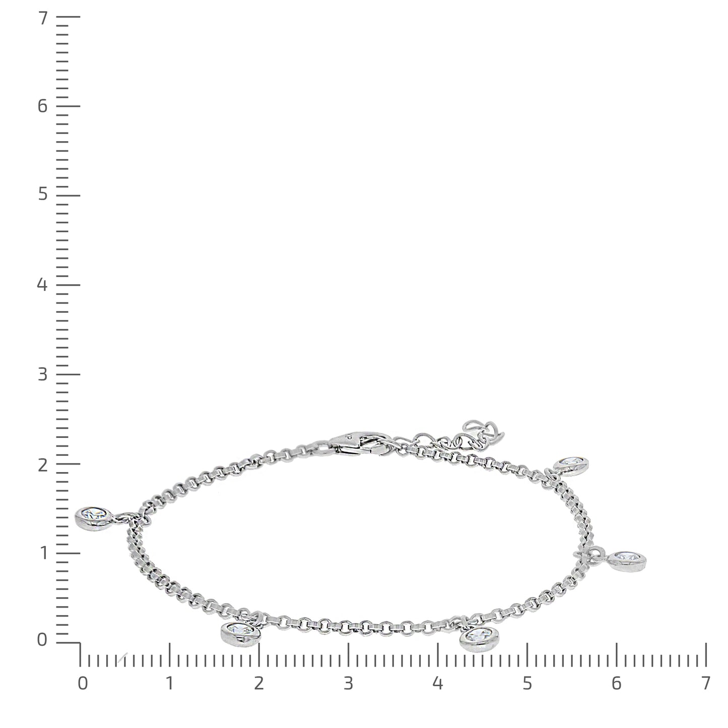 Armband Erbskette 925/- Sterling Silber rhodiniert 18cm Zirkonia