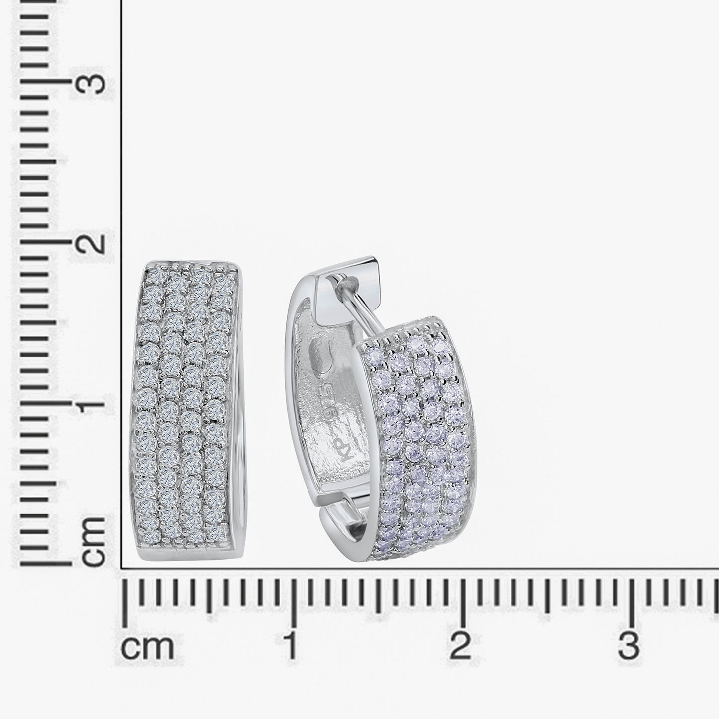Creolen 925/- Sterling Silber rhodiniert 1,6cm Zirkonia