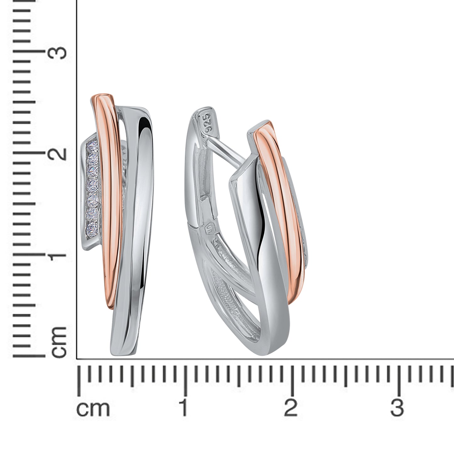 Creolen 925/- Sterling Silber vergoldet (teil) 2,4cm Zirkonia
