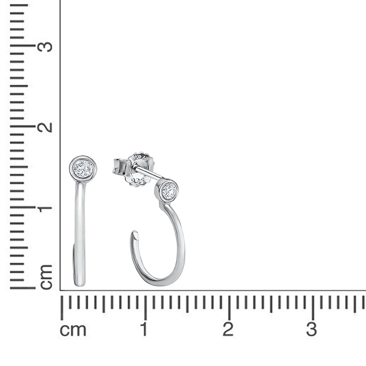 Creolen 925/- Sterling Silber rhodiniert 1,3cm Zirkonia