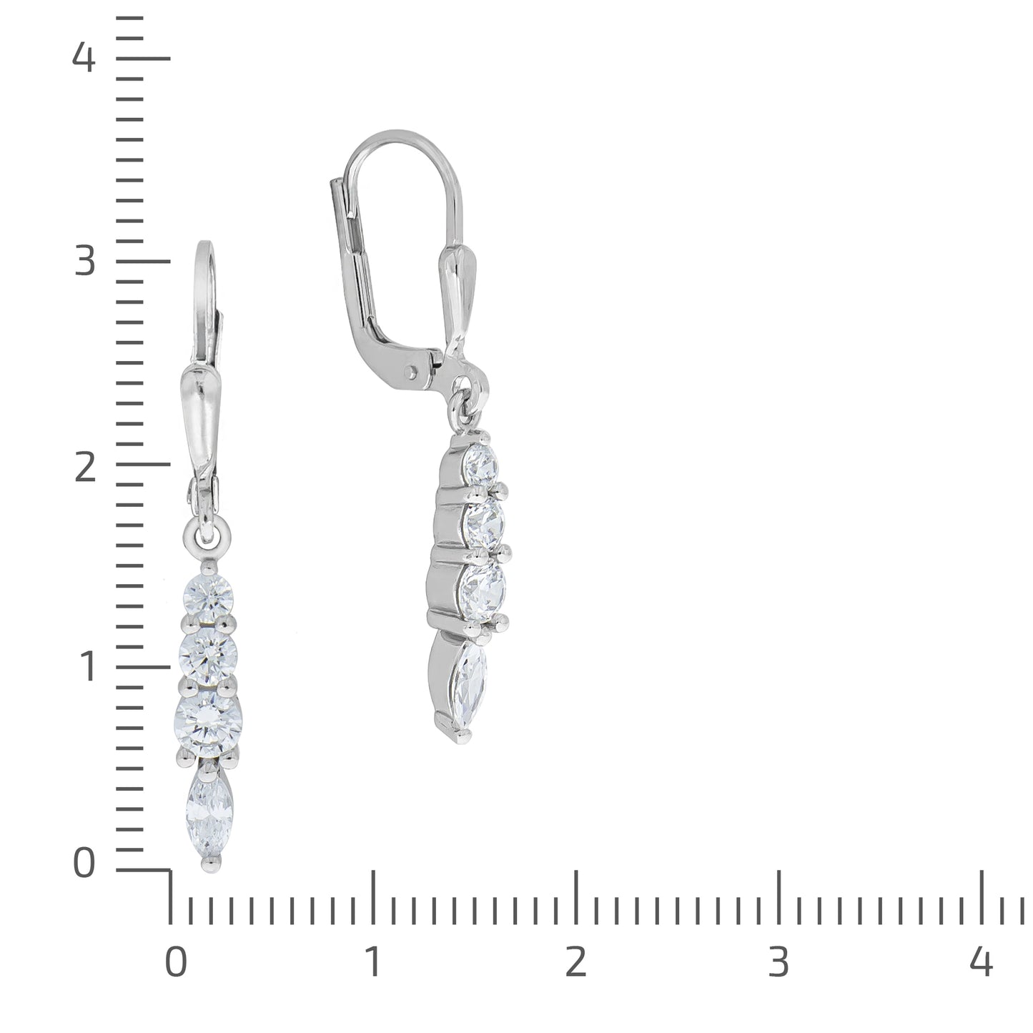 Ohrhänger 925/- Sterling Silber rhodiniert 3,1cm Zirkonia