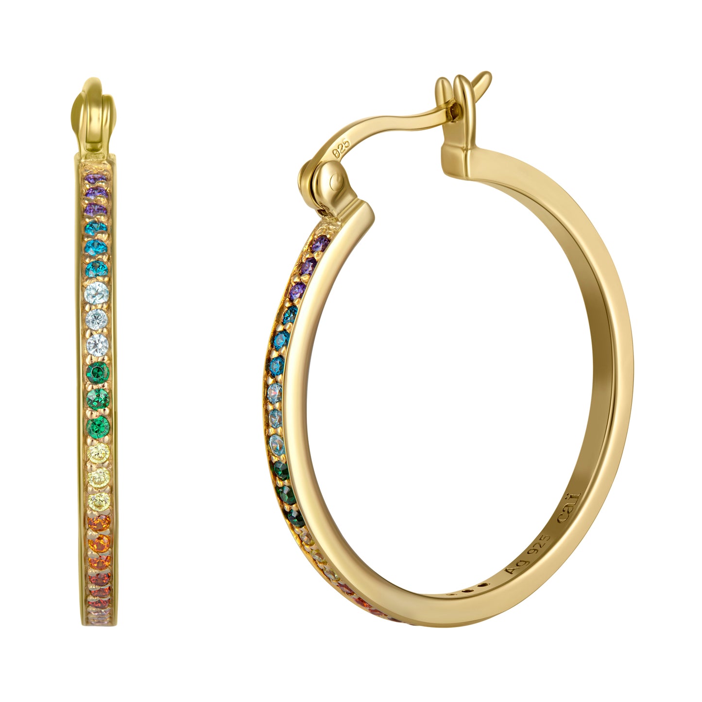 cai Creolen 925/- Sterling Silber vergoldet 2,0cm Zirkonia