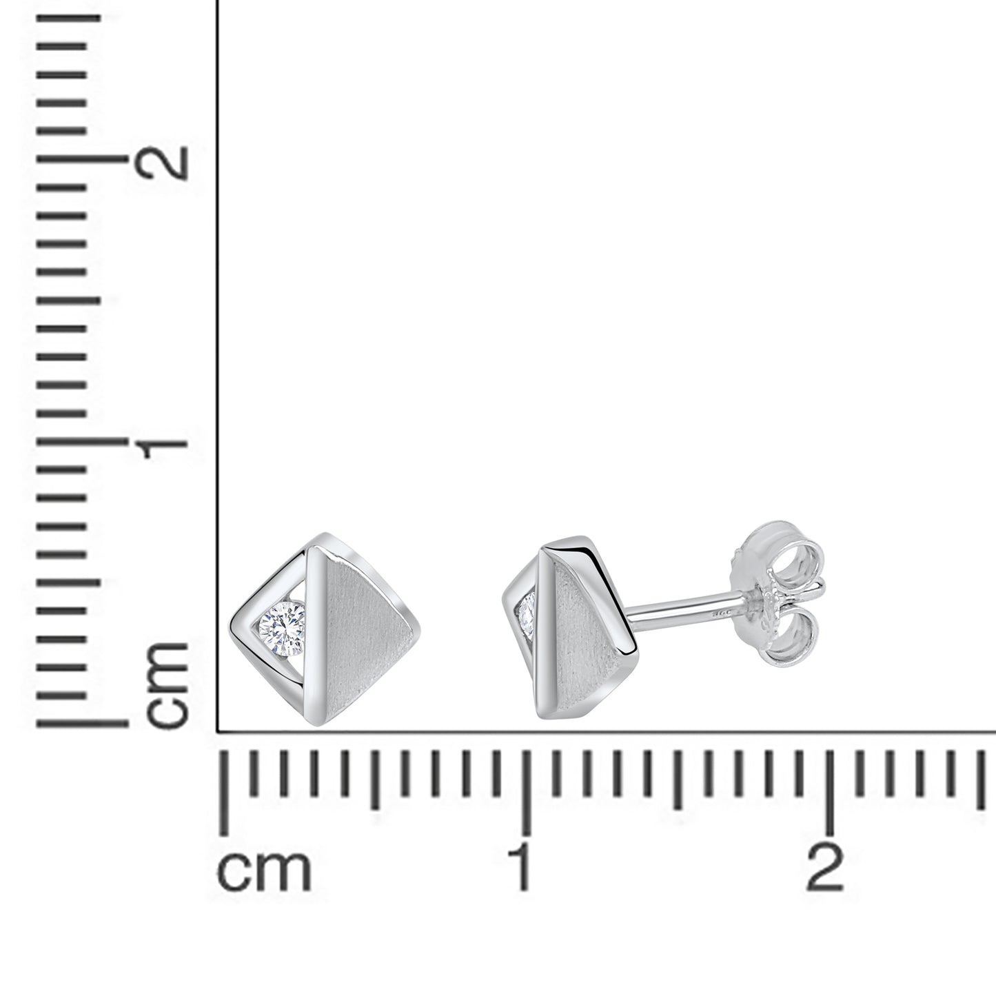 Ohrstecker 925/- Sterling Silber rhodiniert 1cm Zirkonia