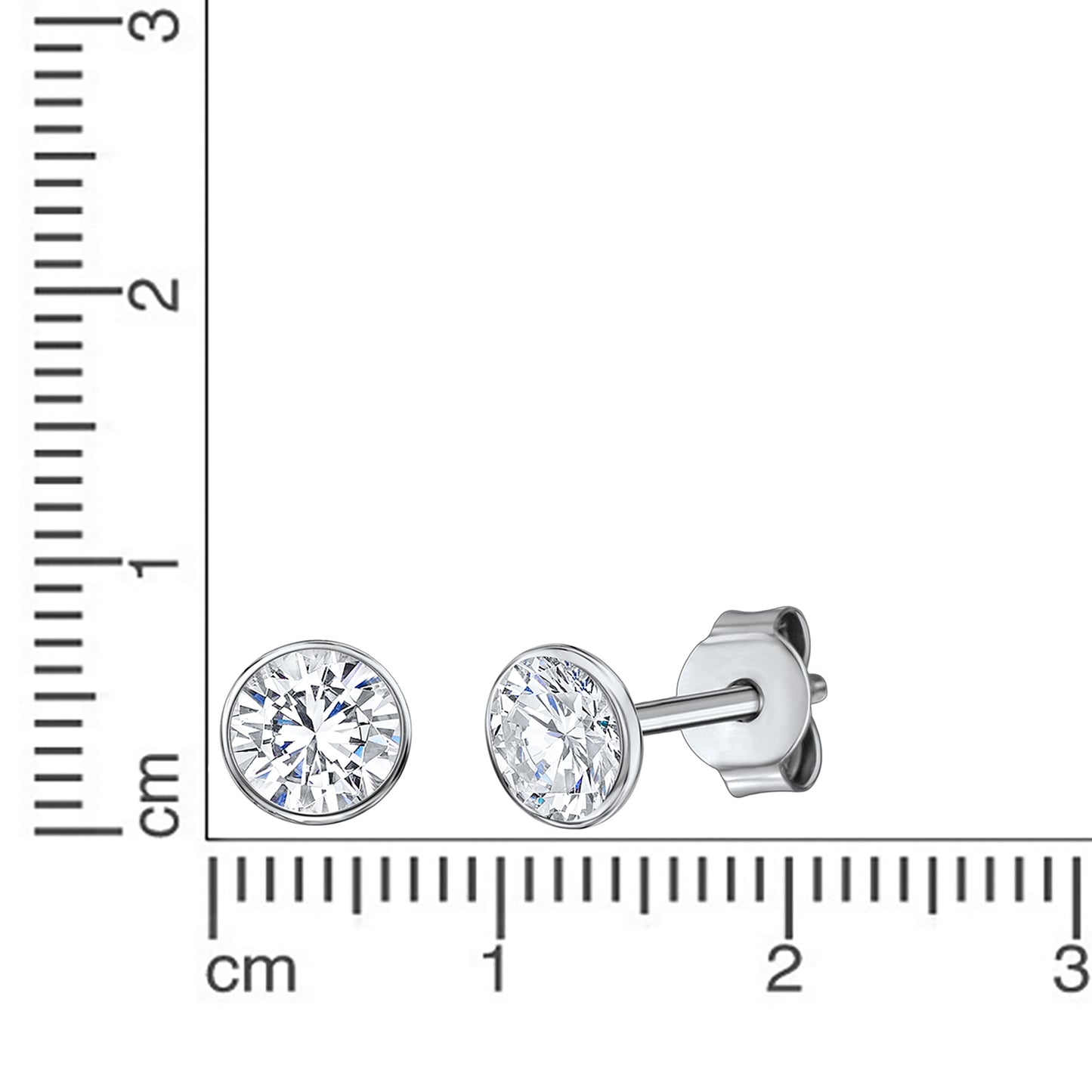 Ohrstecker 925/- Sterling Silber rhodiniert 1cm Zirkonia