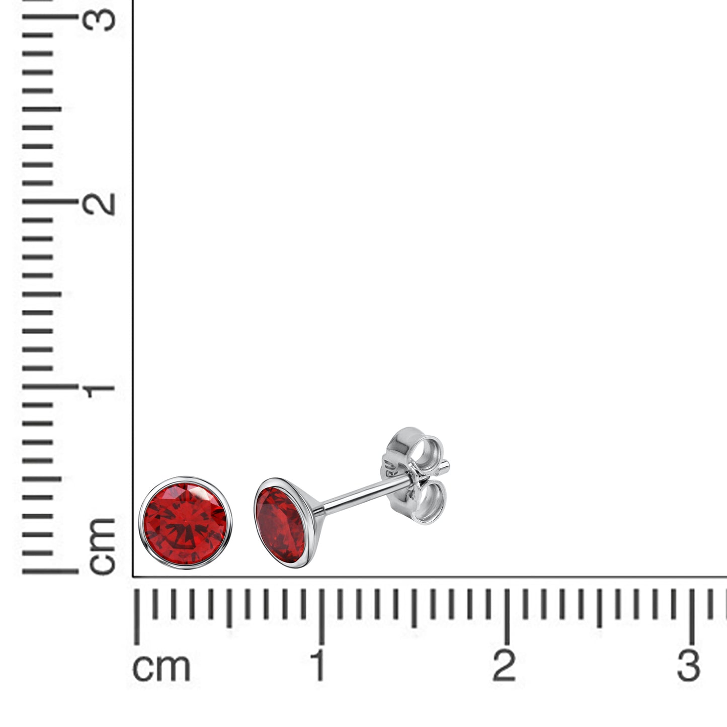 Ohrstecker 925 Silber rhodiniert CZ rot 925/- Sterling Silber rhodiniert 1cm Zirkonia