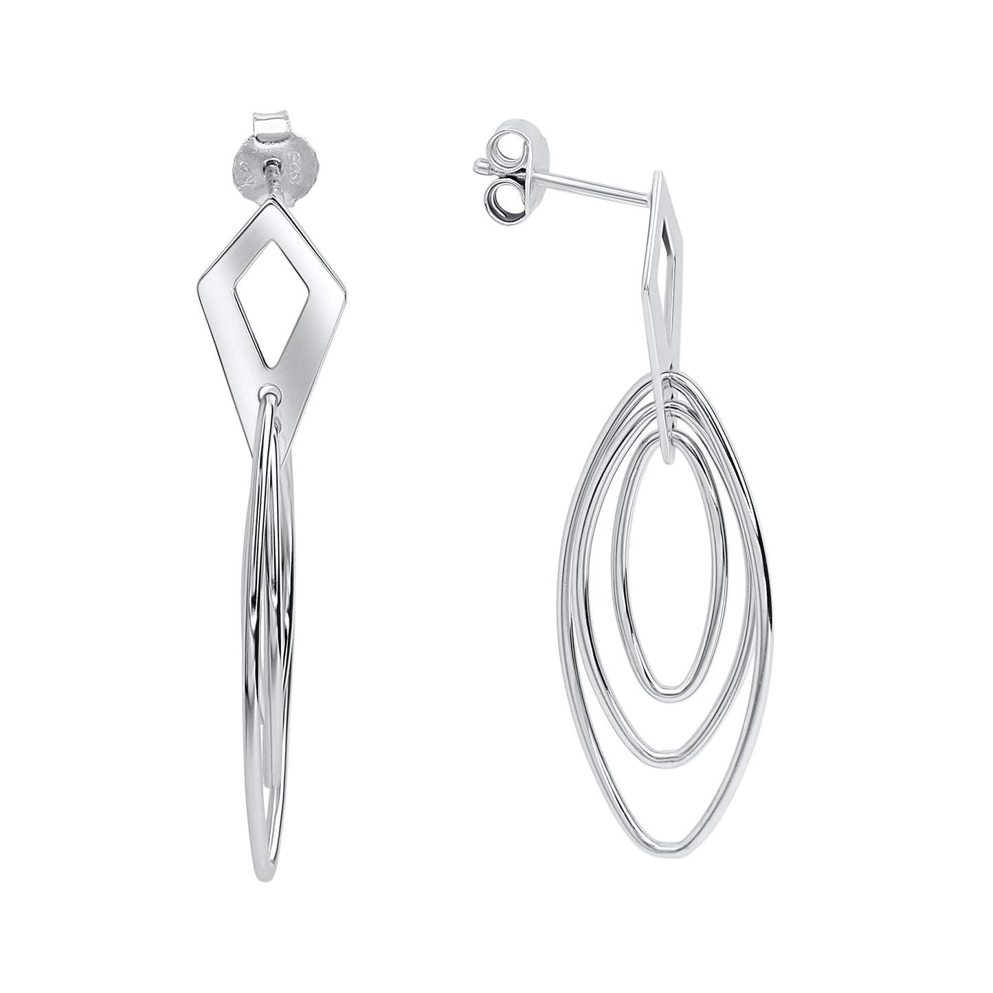 Ohrstecker 925/- Sterling Silber rhodiniert 4,1cm