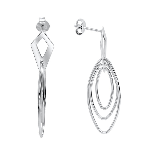 Ohrstecker 925/- Sterling Silber rhodiniert 4,1cm