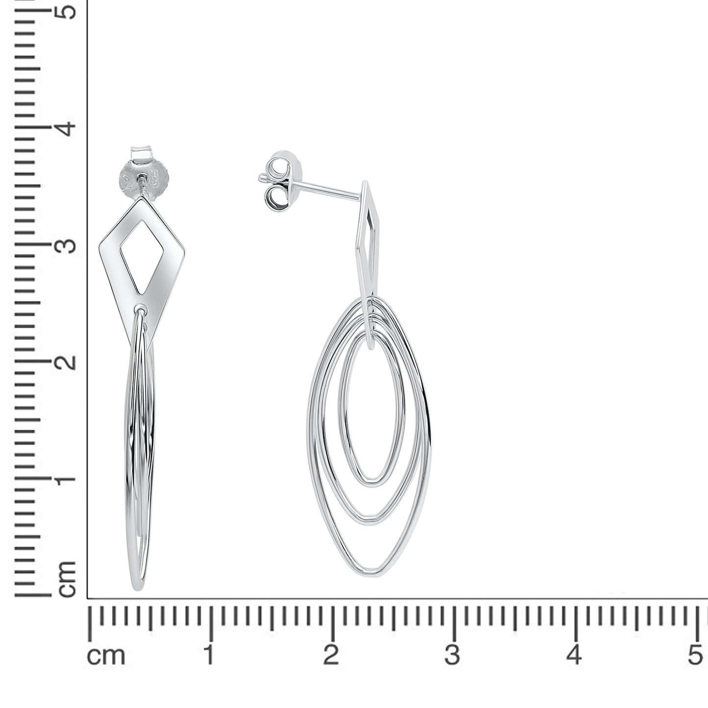 Ohrstecker 925/- Sterling Silber rhodiniert 4,1cm