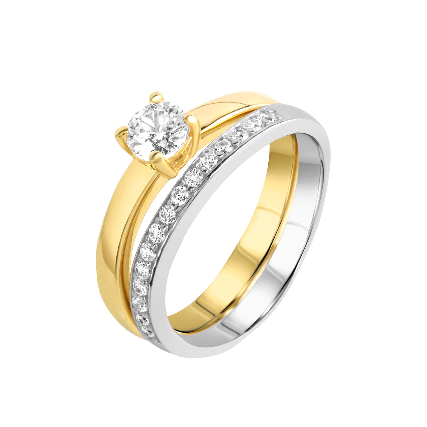 Ring 925/- Sterling Silber vergoldet Zirkonia