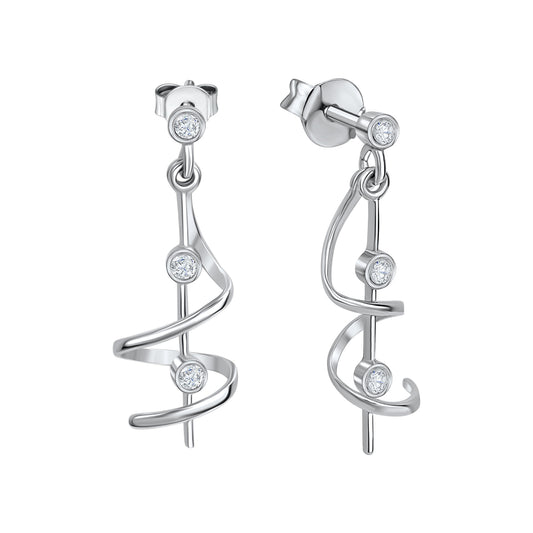 Ohrstecker beweglich Silber 925 925/- Sterling Silber rhodiniert 2,5cm Zirkonia