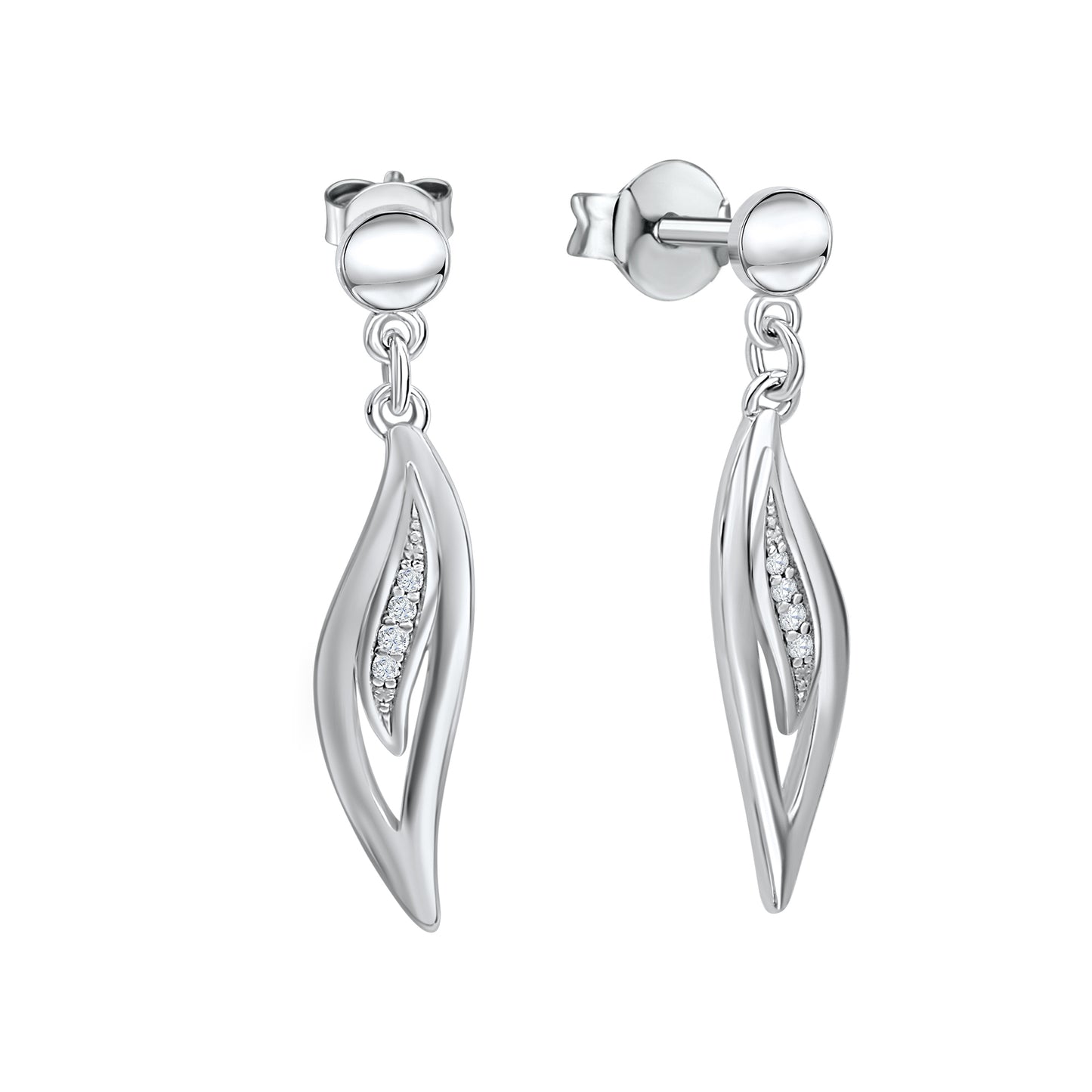 Ohrstecker Silber 925 rhodiniert CZ 925/- Sterling Silber rhodiniert 2,9cm Zirkonia