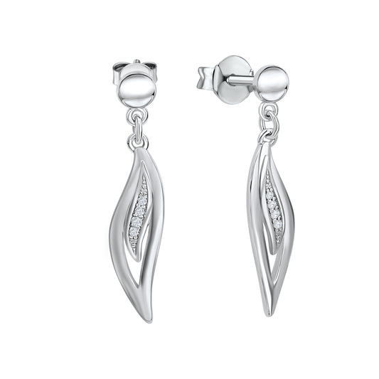 Ohrstecker Silber 925 rhodiniert CZ 925/- Sterling Silber rhodiniert 2,9cm Zirkonia