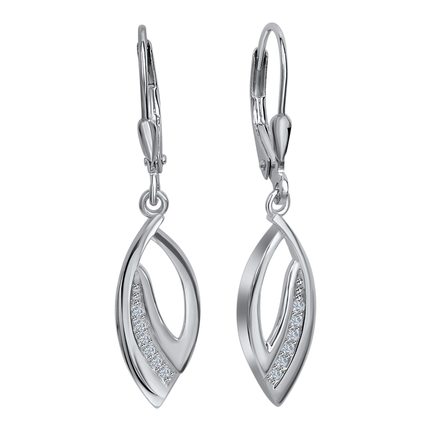 Ohrhänger 925 Silber Zirkonia weiß 925/- Sterling Silber rhodiniert 3,7cm Zirkonia