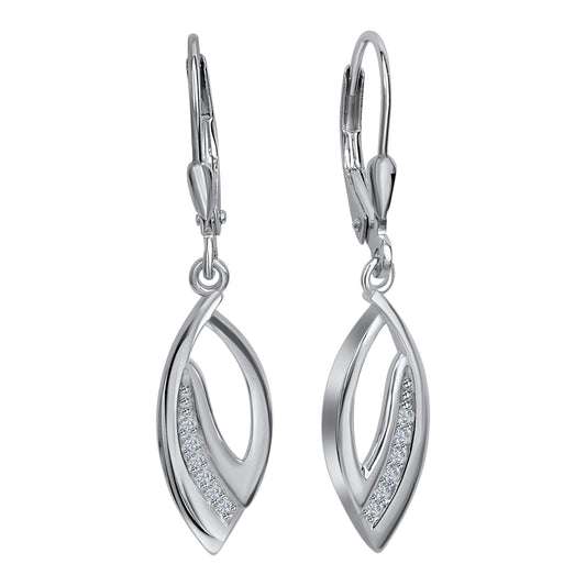 Ohrhänger 925 Silber Zirkonia weiß 925/- Sterling Silber rhodiniert 3,7cm Zirkonia