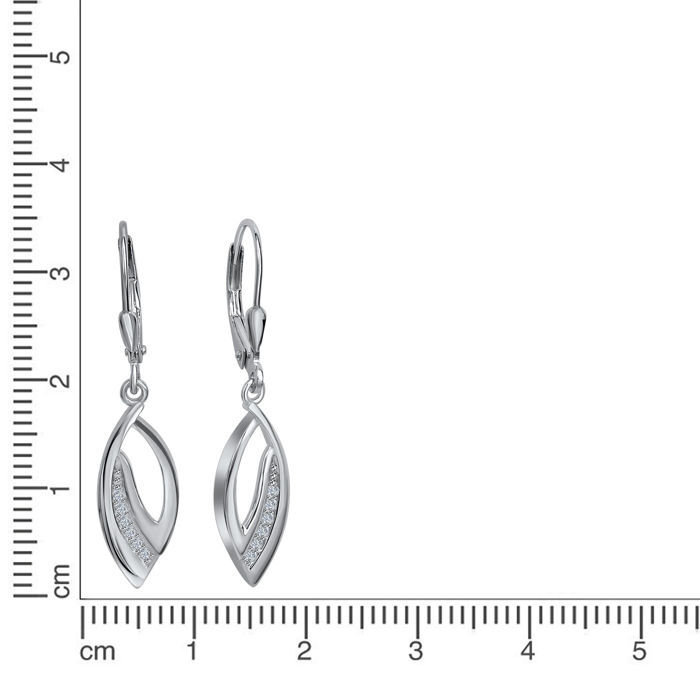Ohrhänger 925 Silber Zirkonia weiß 925/- Sterling Silber rhodiniert 3,7cm Zirkonia