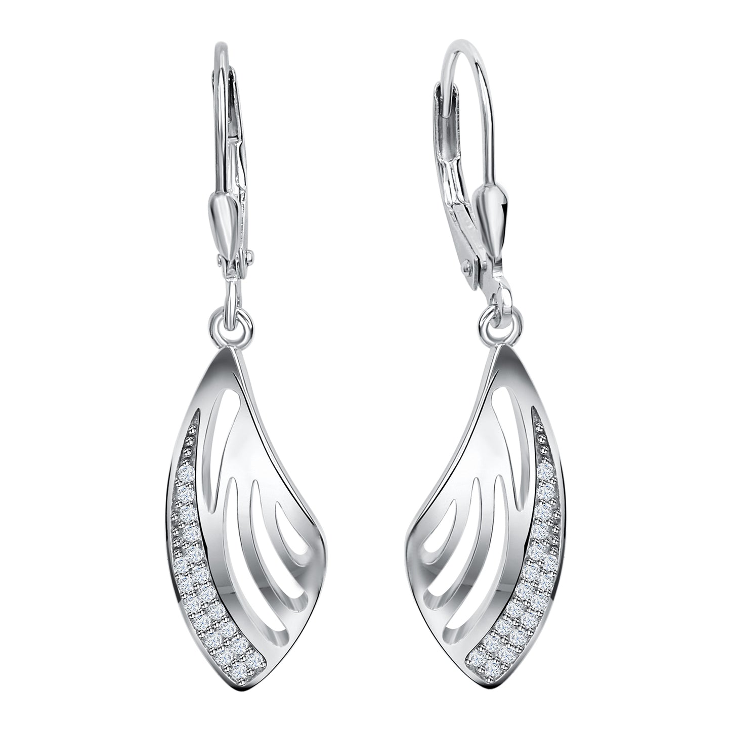 Ohrhänger 925 Silber Zirkonia weiß 925/- Sterling Silber rhodiniert 3,7cm Zirkonia