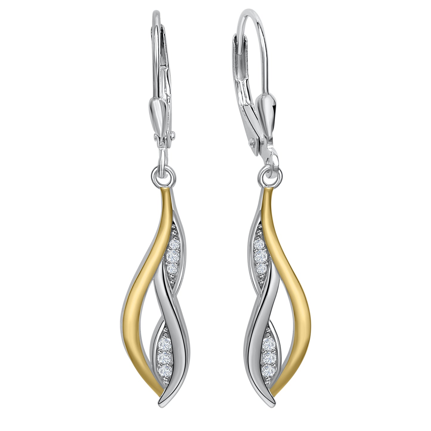 Ohrhänger 925 Silber CZ weiß 925/- Sterling Silber rotvergoldet 4,0cm Zirkonia