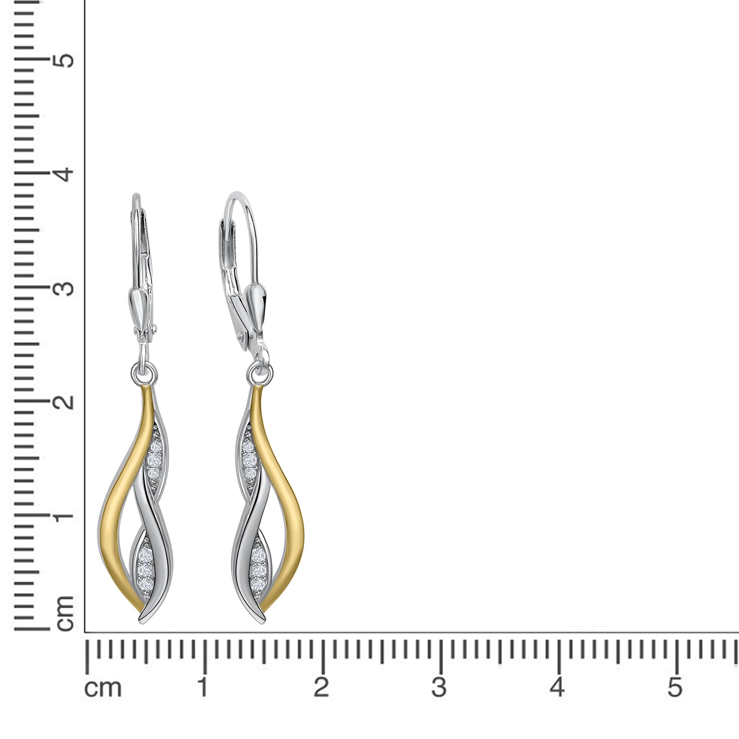 Ohrhänger 925 Silber CZ weiß 925/- Sterling Silber rotvergoldet 4,0cm Zirkonia