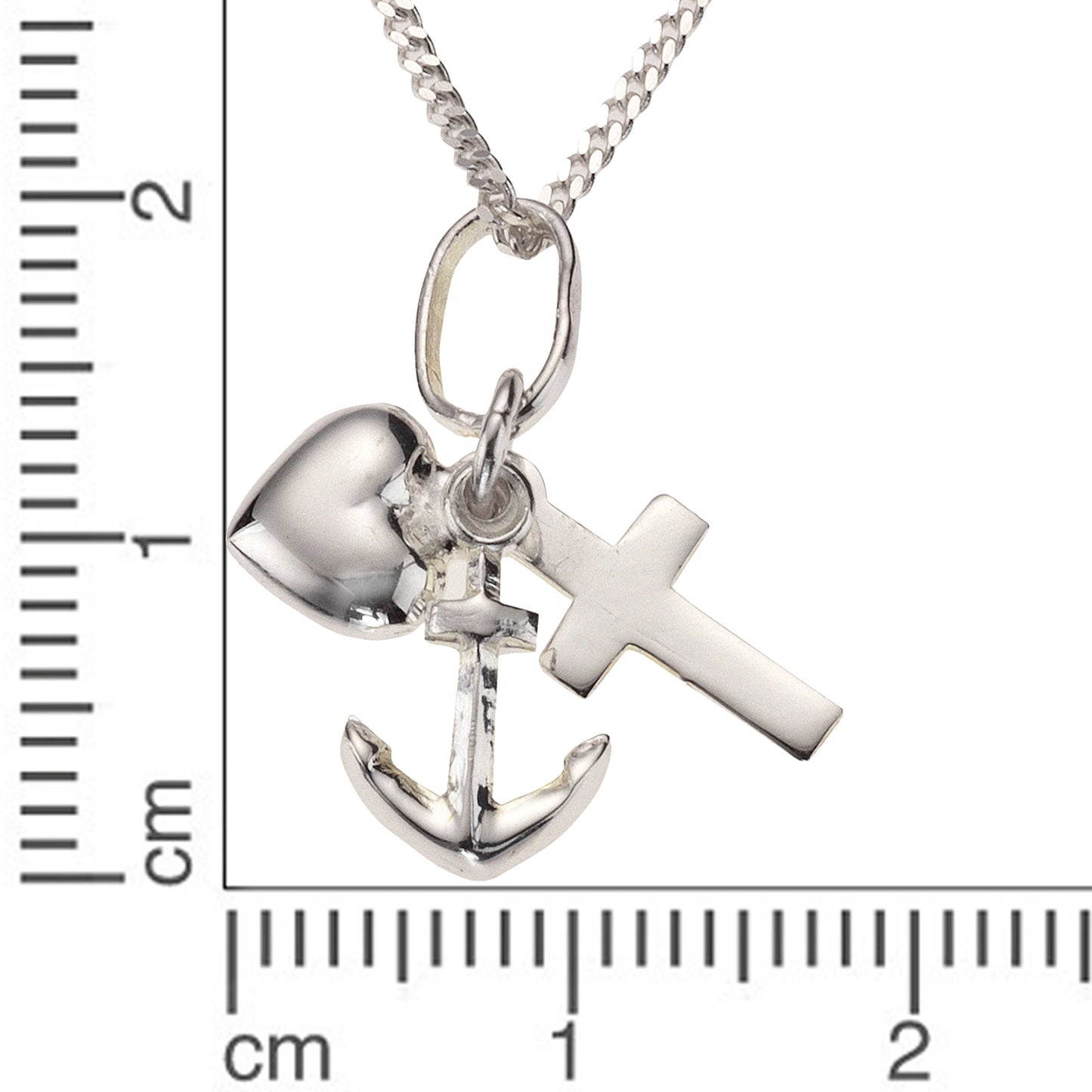 Anhänger mit Kette Flachpanzerkette 925/- Sterling Silber 38,0cm ohne Stein