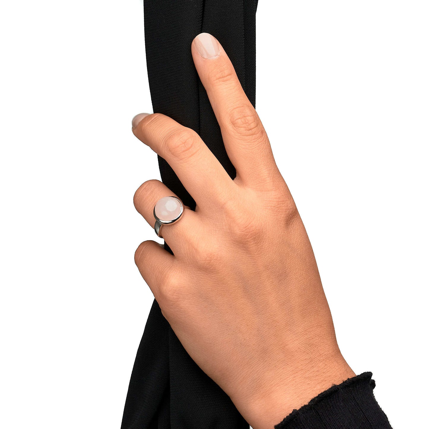 Ring 925/- Sterling Silber rhodiniert Rosenquarz