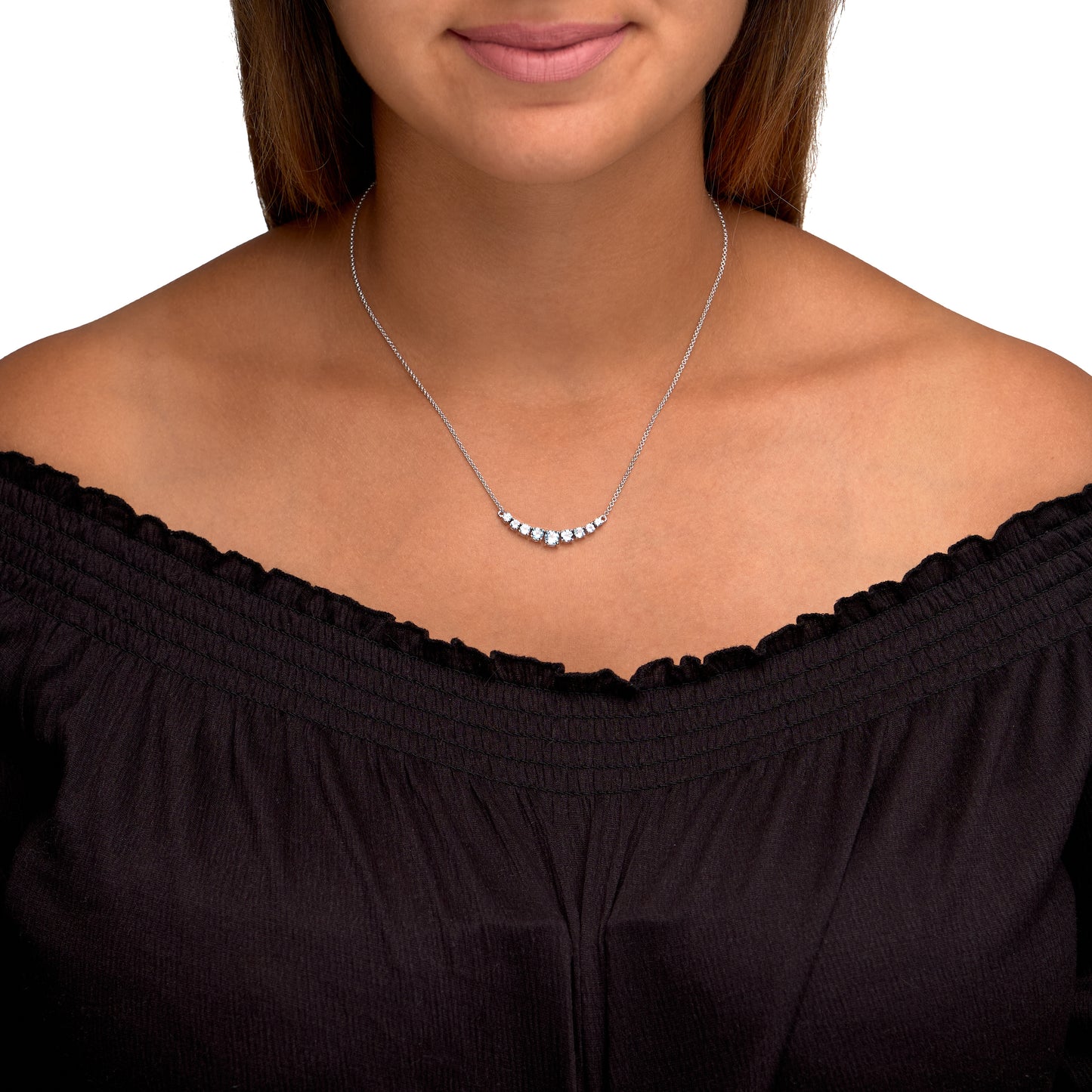 Halskette keine / nicht relevant 925/- Sterling Silber rhodiniert 45cm Blautopas beh.