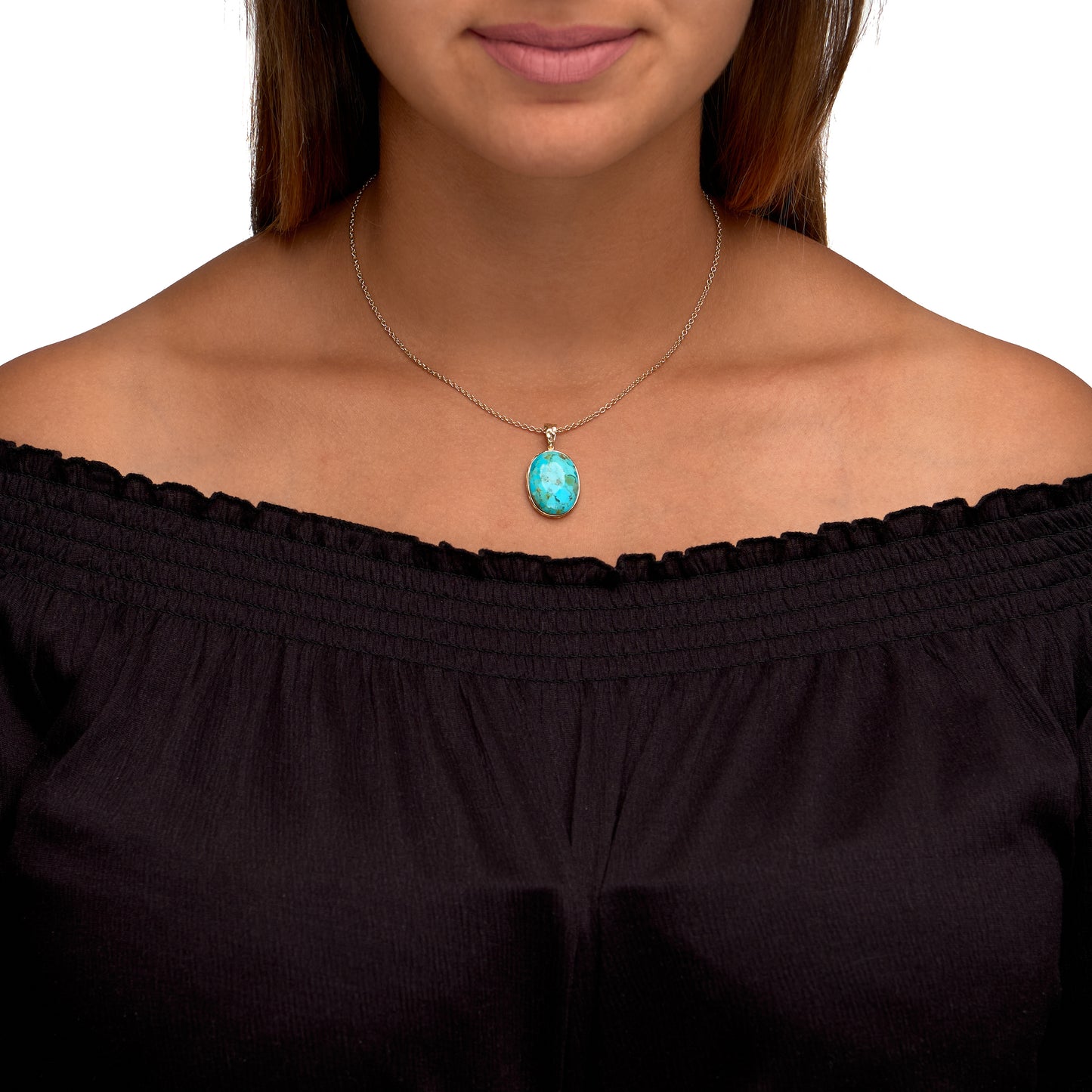 Halskette keine / nicht relevant 925/- Sterling Silber vergoldet 47,0cm Türkis