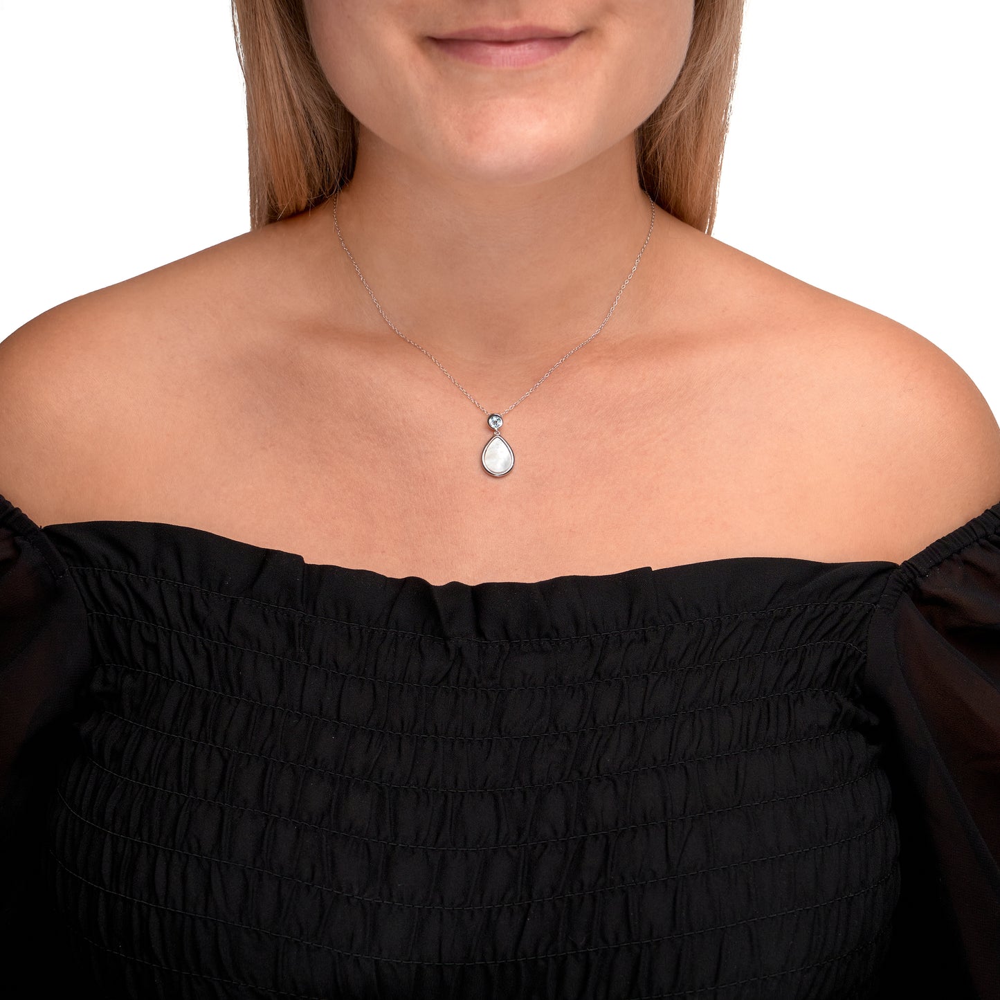 Halskette Ankerkette 925/- Sterling Silber rhodiniert 47,0cm Blautopas beh.