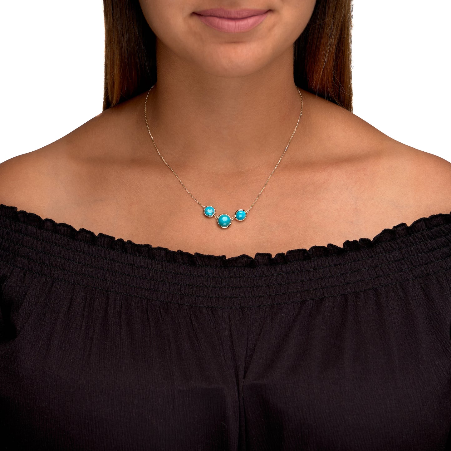 Halskette keine / nicht relevant 925/- Sterling Silber vergoldet 48,0cm rek. Türkis