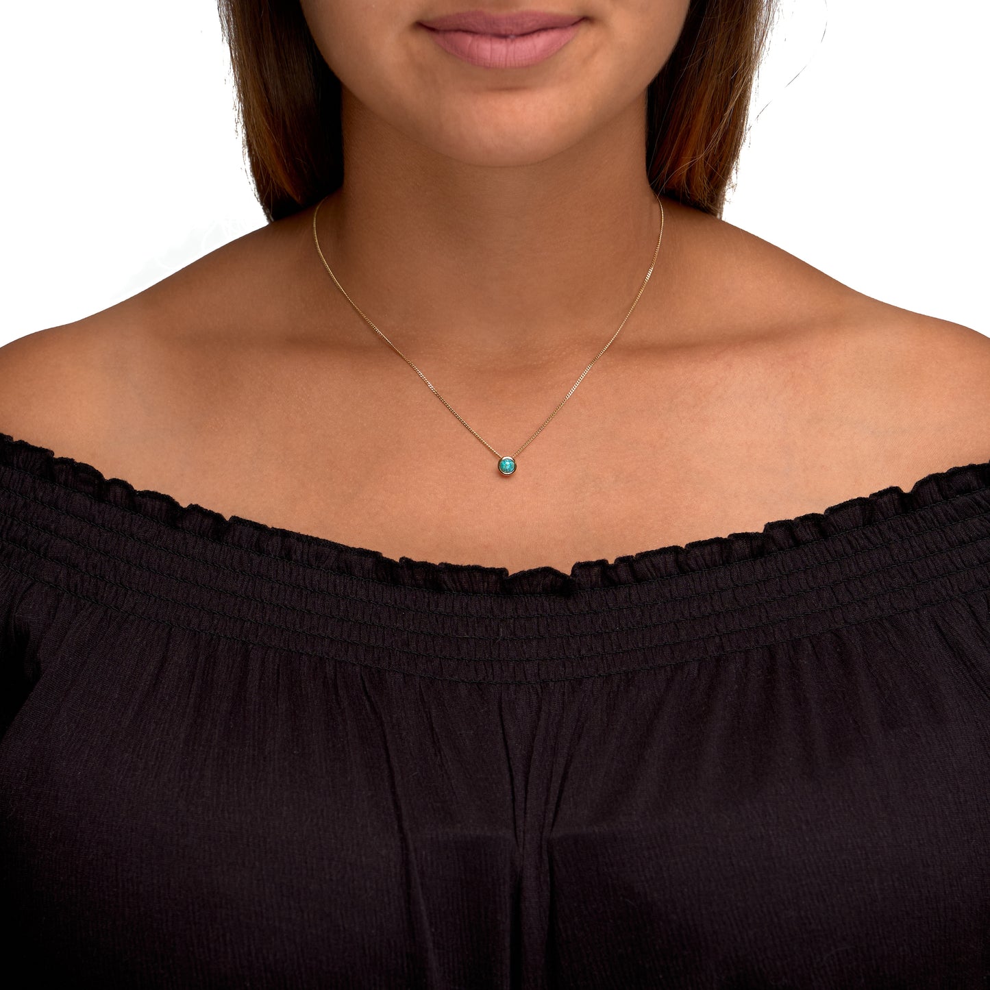 Set Anhänger, Kette + Ohrhänger Flachpanzerkette 925/- Sterling Silber vergoldet 45,0cm Türkis rek.