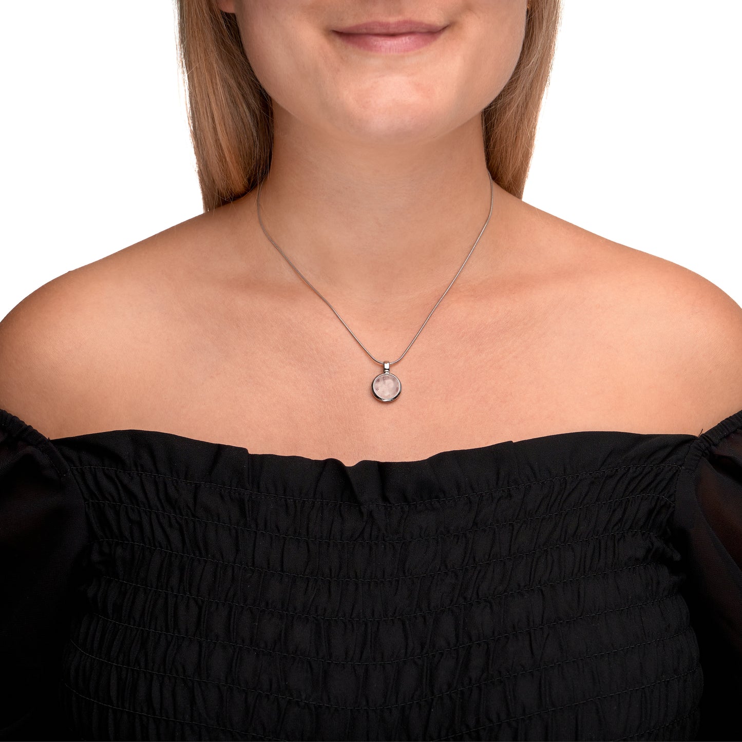 Halskette Schlangenkette 925/- Sterling Silber rhodiniert 47,0cm Rosenquarz