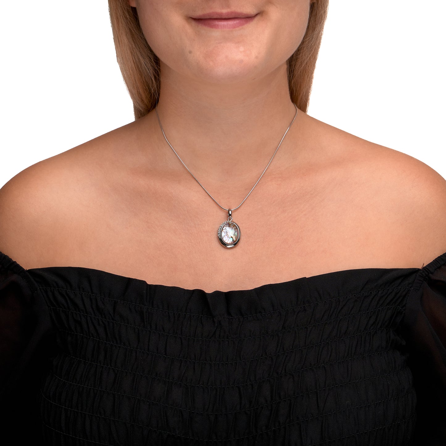 Anhänger mit Kette keine / nicht relevant 925/- Sterling Silber rhodiniert 47,0cm Abalone