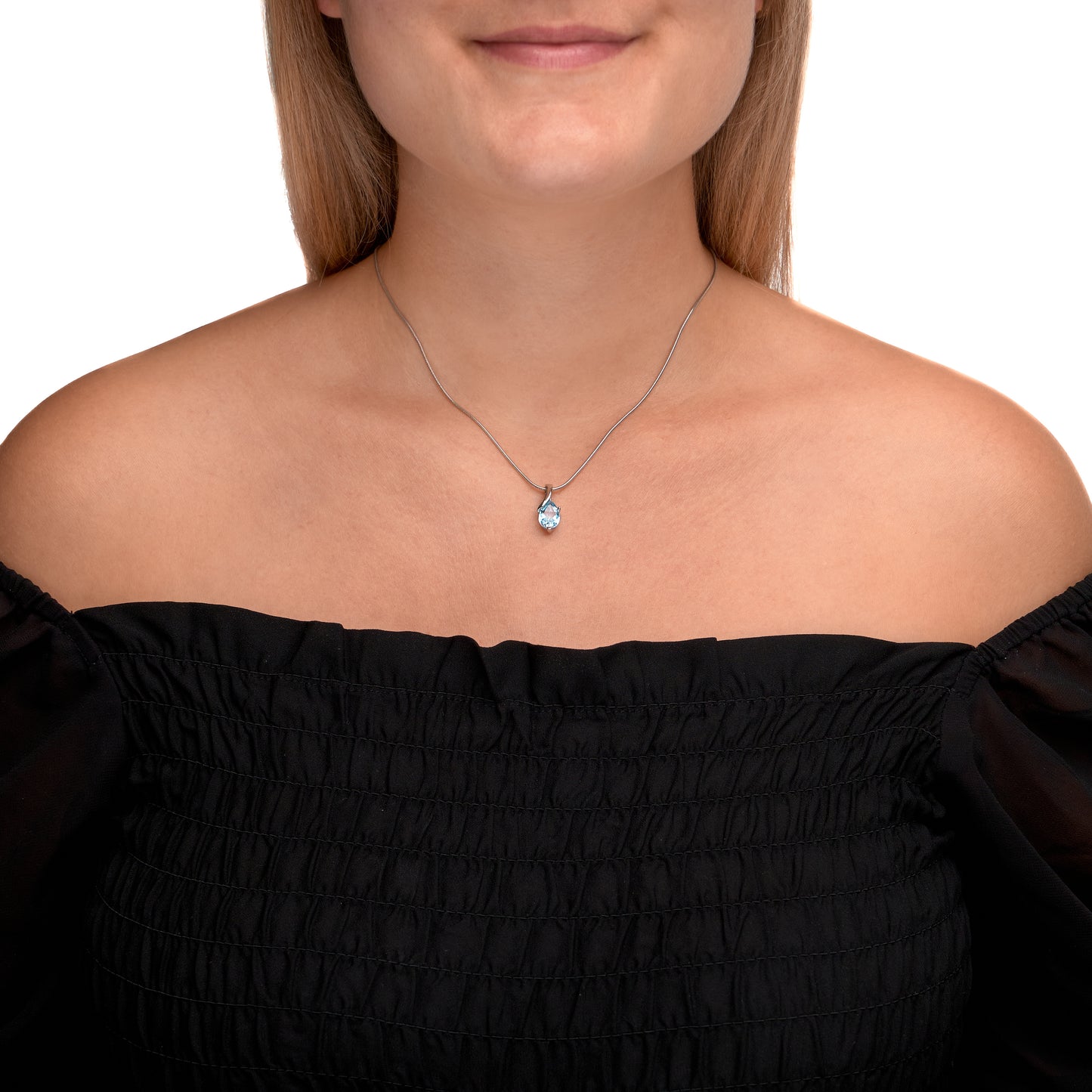 Halskette Schlangenkette 925/- Sterling Silber rhodiniert 47,0cm Blautopas beh.