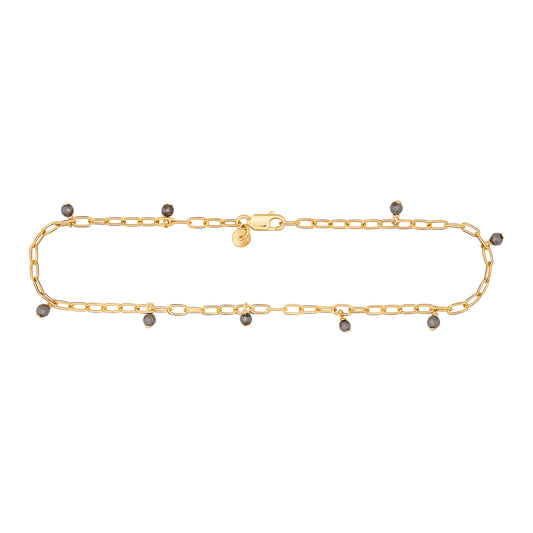 cai Fußkette Ankerkette 925/- Sterling Silber vergoldet 25cm Hämatit