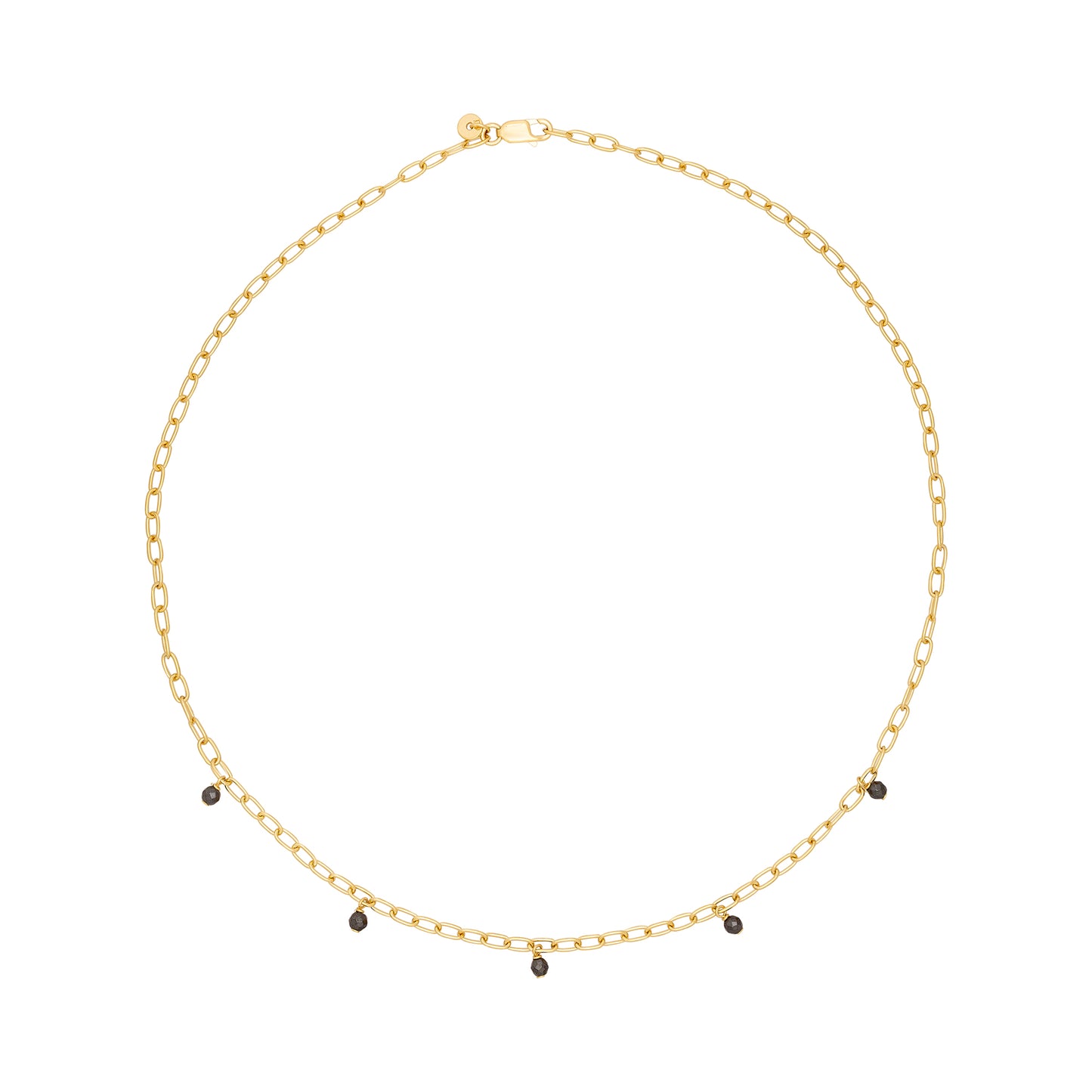 cai Halskette Ankerkette 925/- Sterling Silber vergoldet 43cm Hämatit