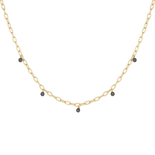 cai Halskette Ankerkette 925/- Sterling Silber vergoldet 43cm Hämatit