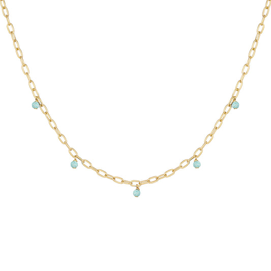 cai Collier Ankerkette 925/- Sterling Silber vergoldet 43cm Amazonit