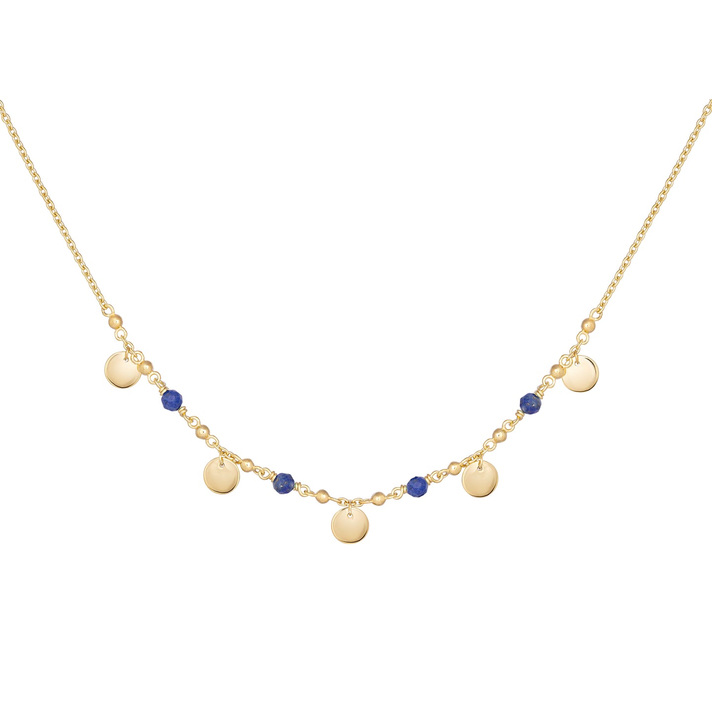 cai Collier Ankerkette 925/- Sterling Silber vergoldet 45,0cm Lapislazuli