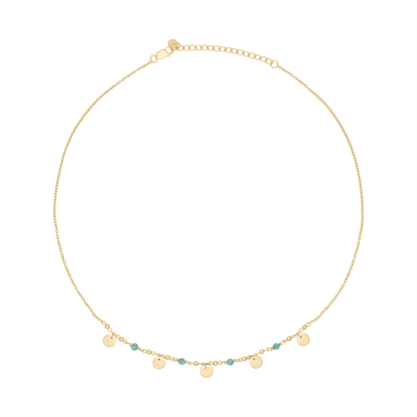 cai Collier Ankerkette 925/- Sterling Silber vergoldet 45,0cm Amazonit