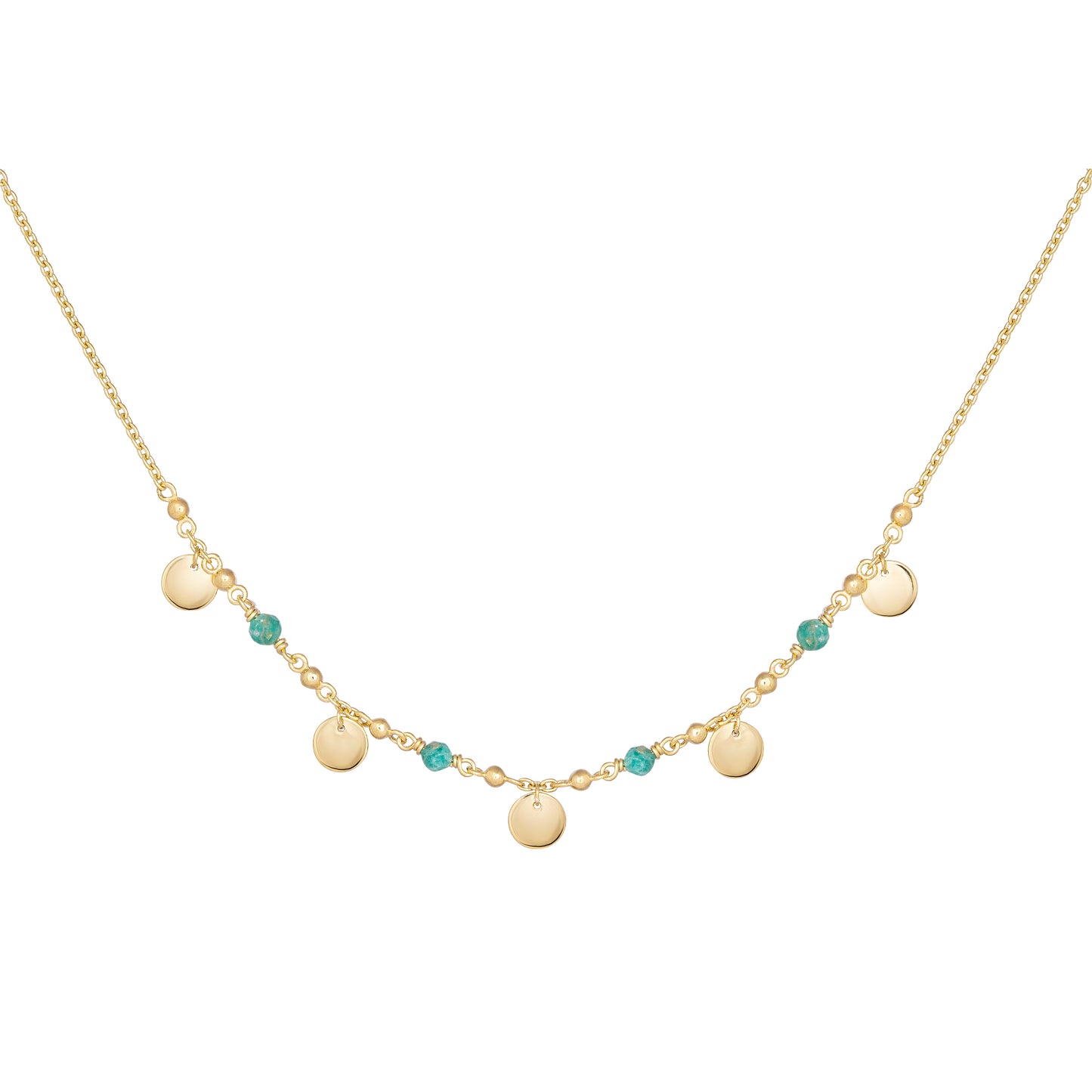 cai Collier Ankerkette 925/- Sterling Silber vergoldet 45,0cm Amazonit