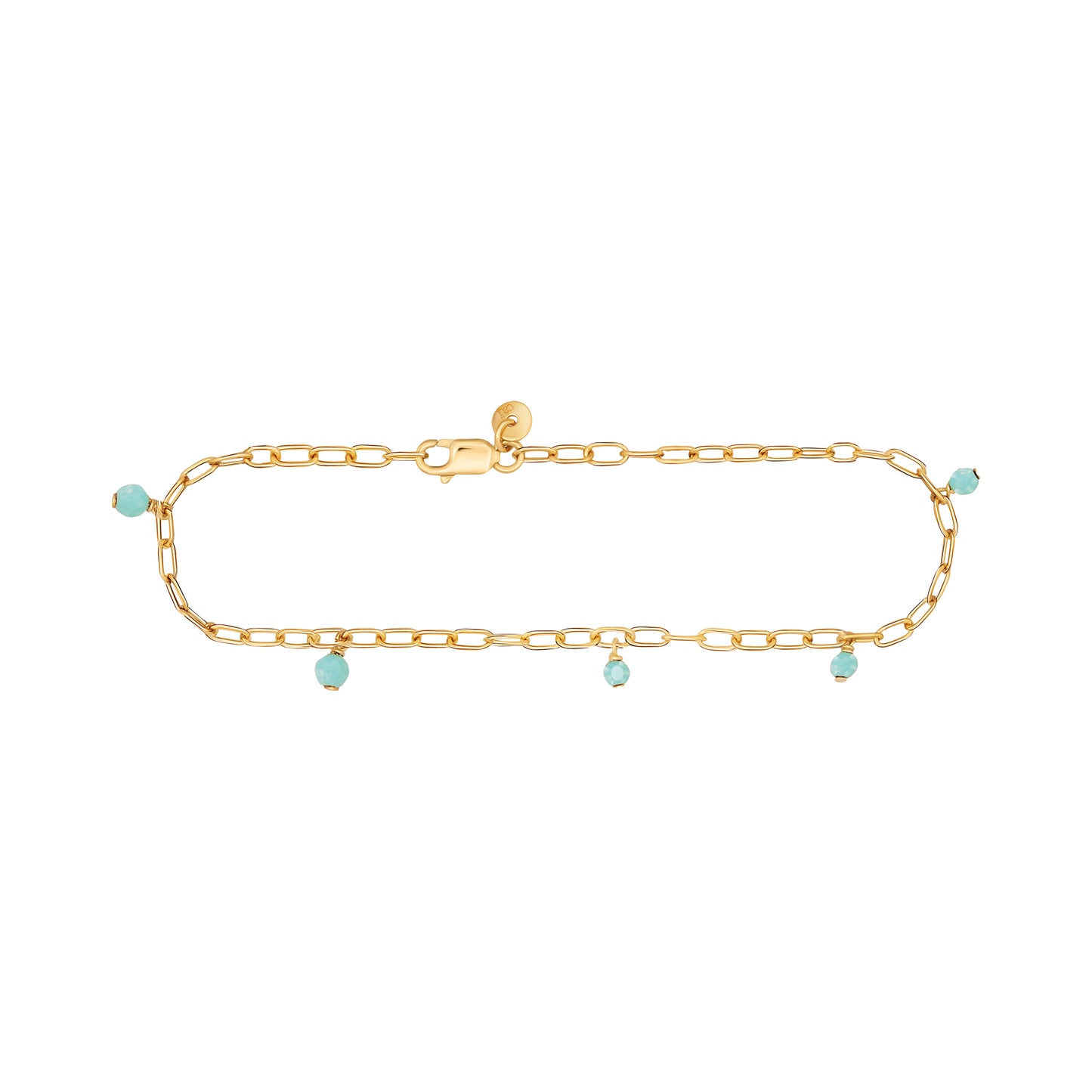 cai Armband Ankerkette 925/- Sterling Silber vergoldet 18cm Amazonit