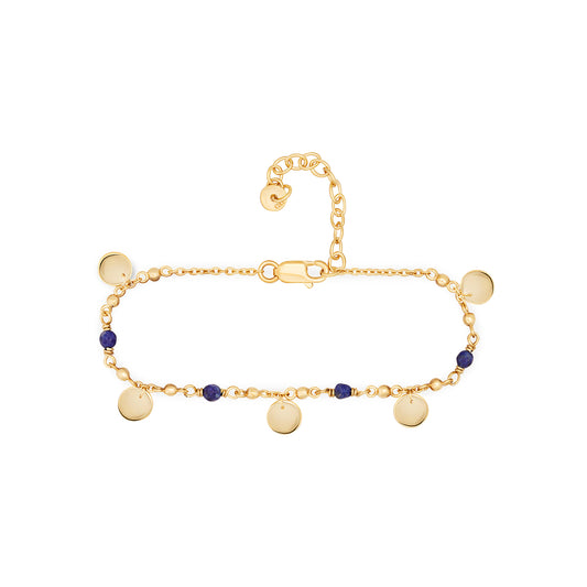 cai Armband Ankerkette 925/- Sterling Silber vergoldet 19,0cm Lapislazuli