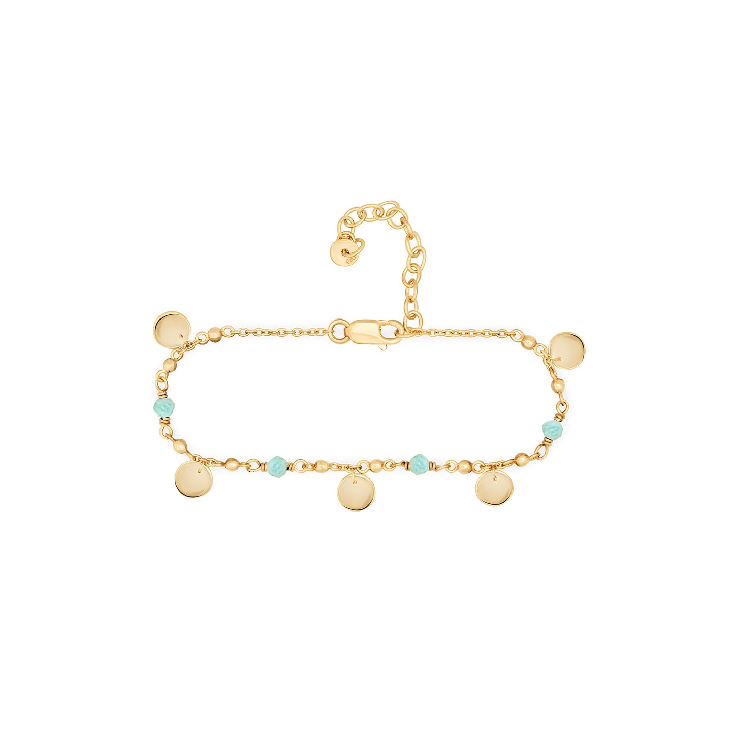 cai Armband Ankerkette 925/- Sterling Silber vergoldet 19,0cm Amazonit