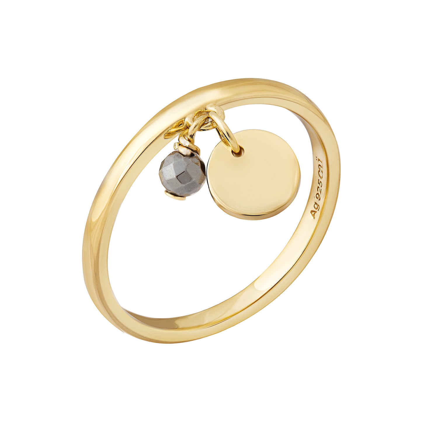 cai Ring 925/- Sterling Silber vergoldet Hämatit