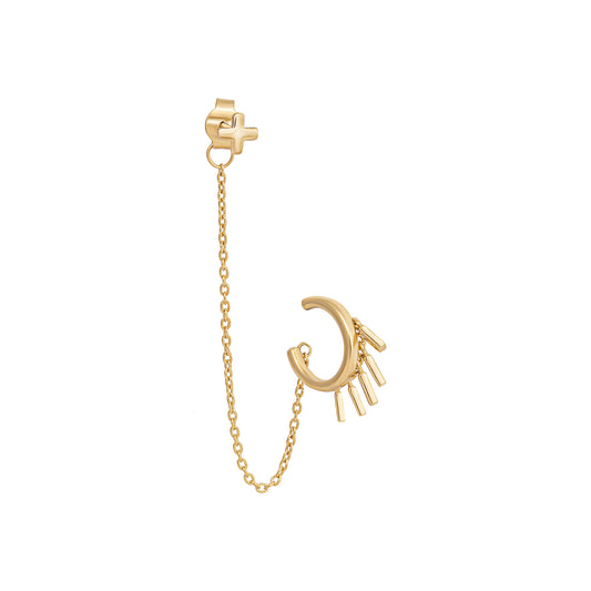 cai Single Ohrring 925/- Sterling Silber vergoldet 5,0cm ohne