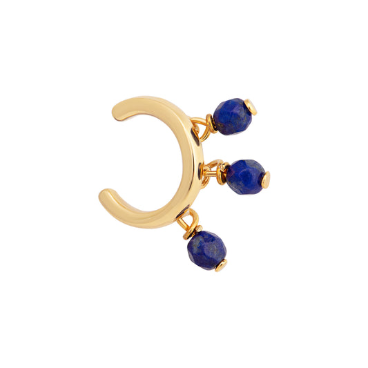 cai Ear Cuff 925/- Sterling Silber vergoldet 0,9cm Lapislazuli
