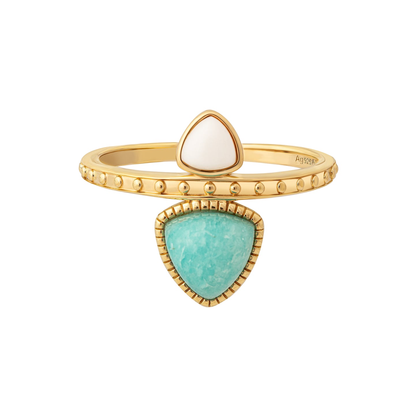 cai Ring 925/- Sterling Silber vergoldet Amazonit